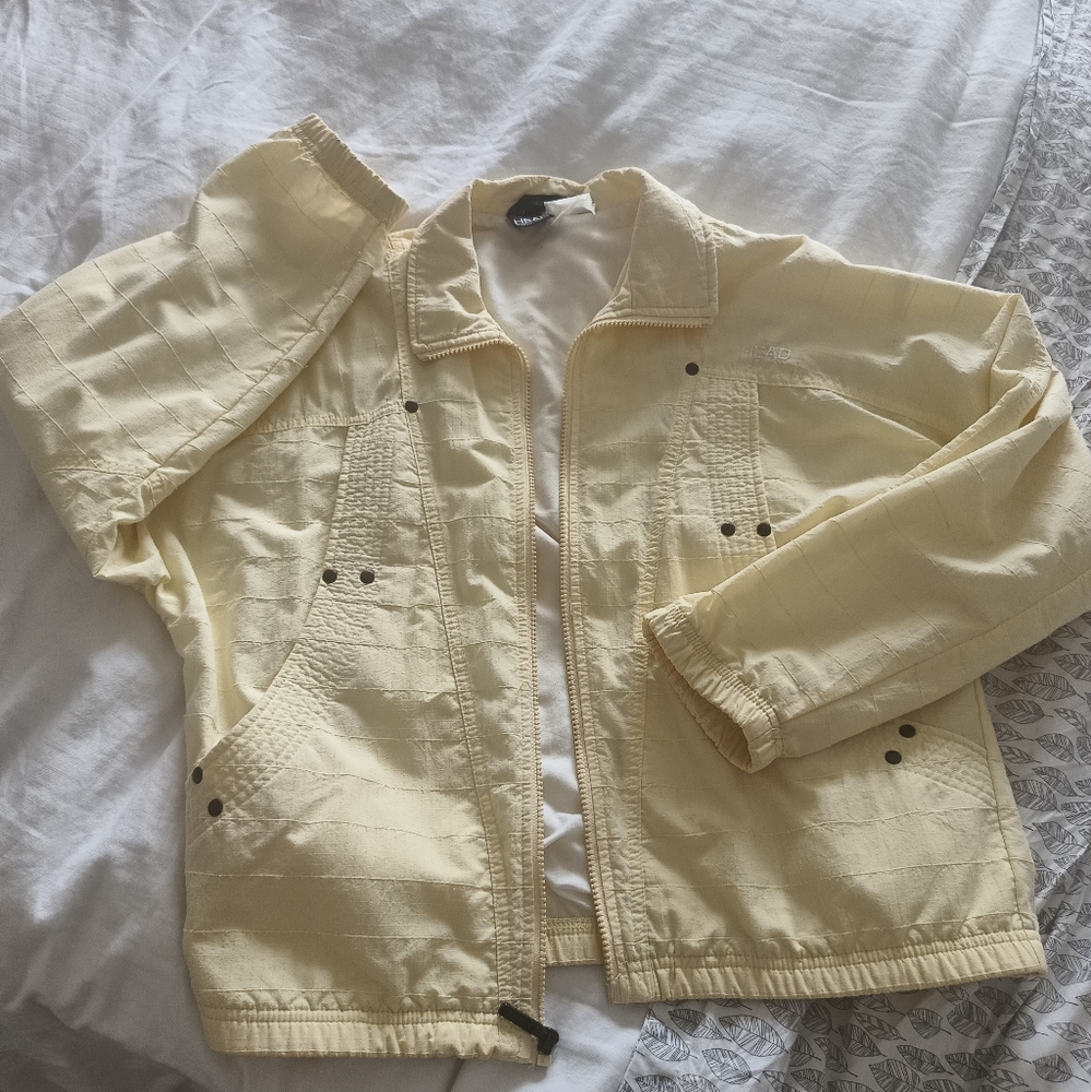 Vintage HEAD Sportswear Light Yellow Windbreaker Jacket Y2K Retro Size S